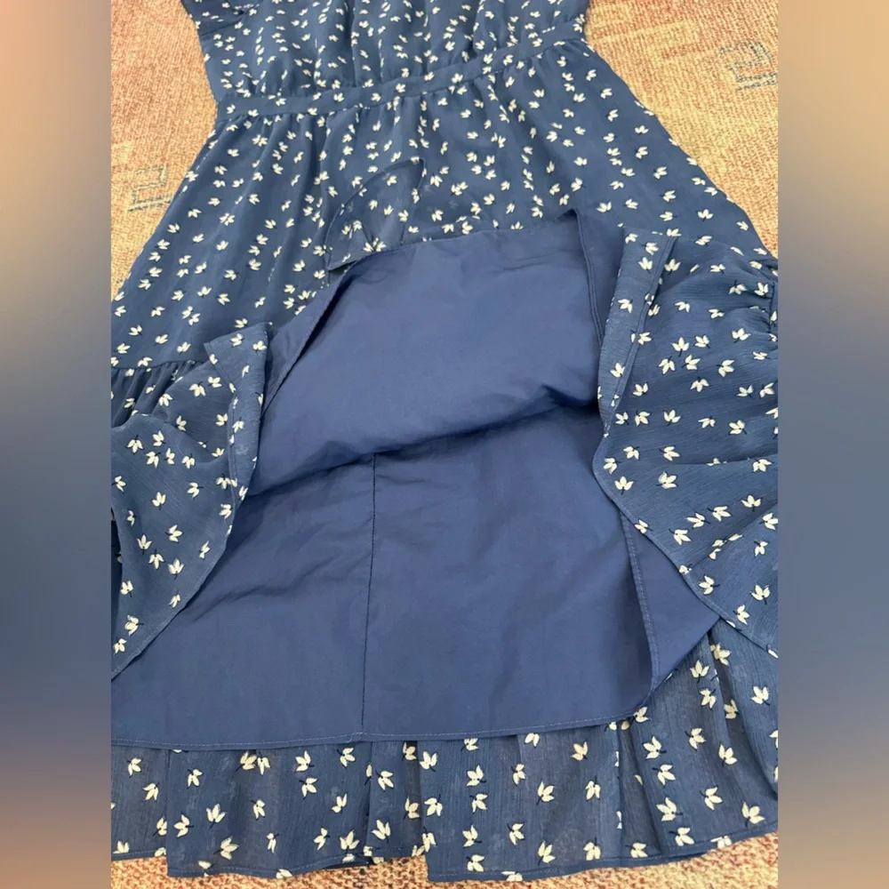 J. Crew blue floral tiered midi peasant dress size 6
